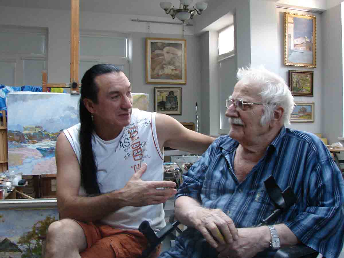 Владимир Куц со своим дедом, народным художником Украины Петром Столяренко