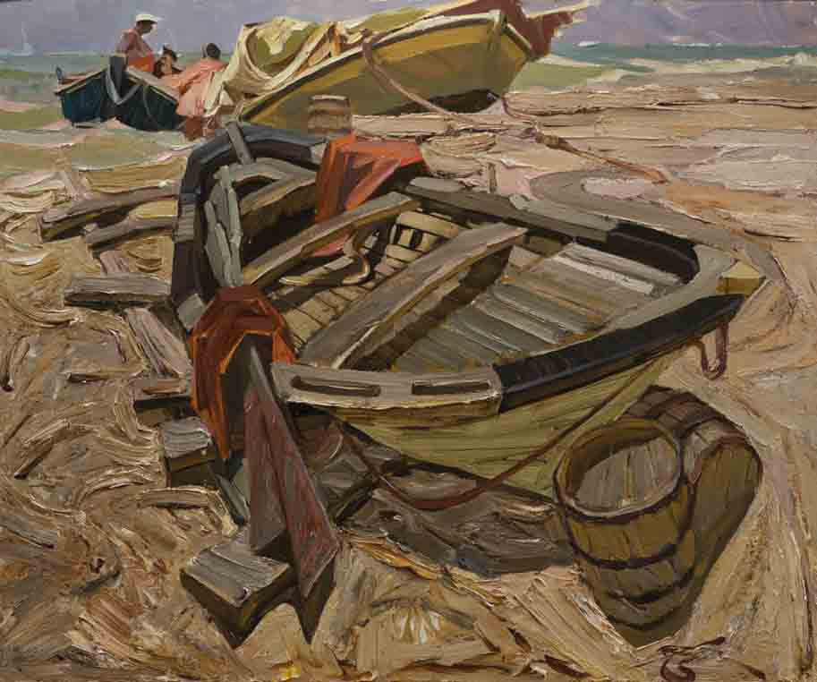 Аджибайские рыбаки. Картон, масло. 79х95 см. 2008