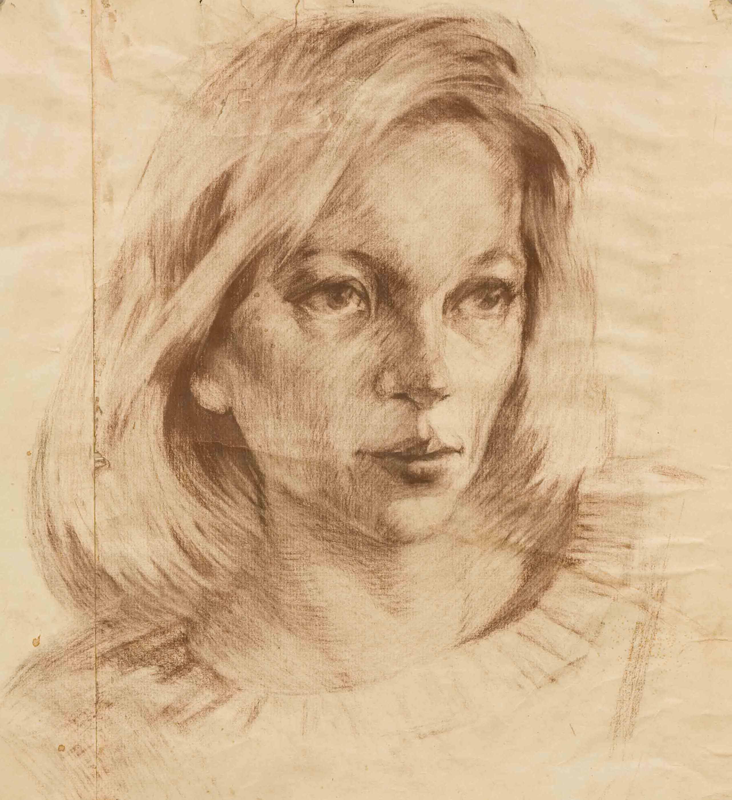 Женский портрет. Бумага. Сепия. 40 х 38 см. 1996 г.